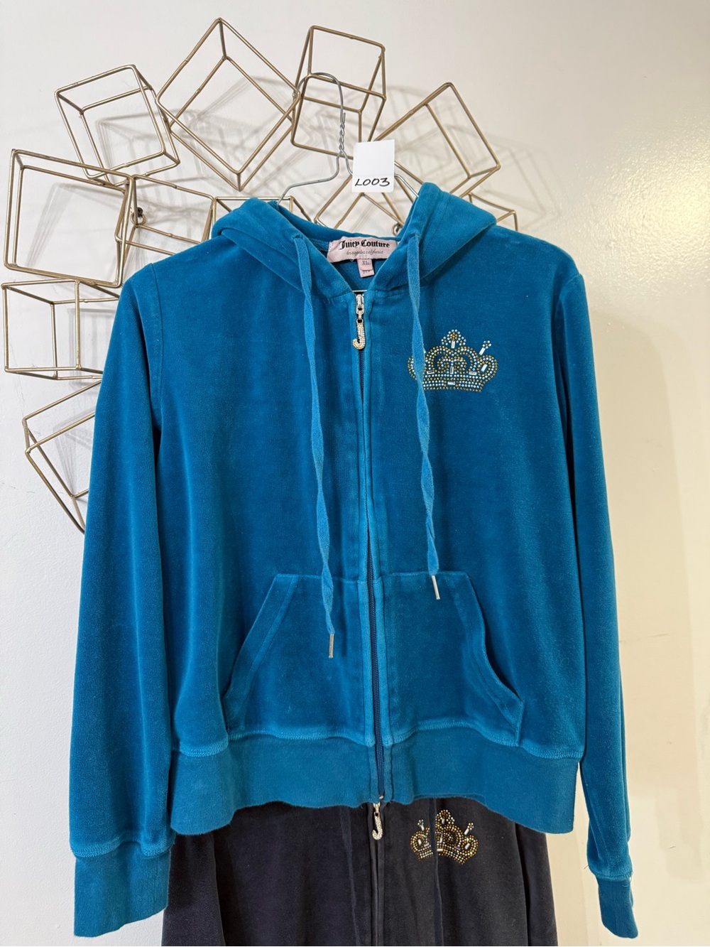 Vintage Y2K Juicy Couture Teal Velour Zip-Up Hoodie and pants